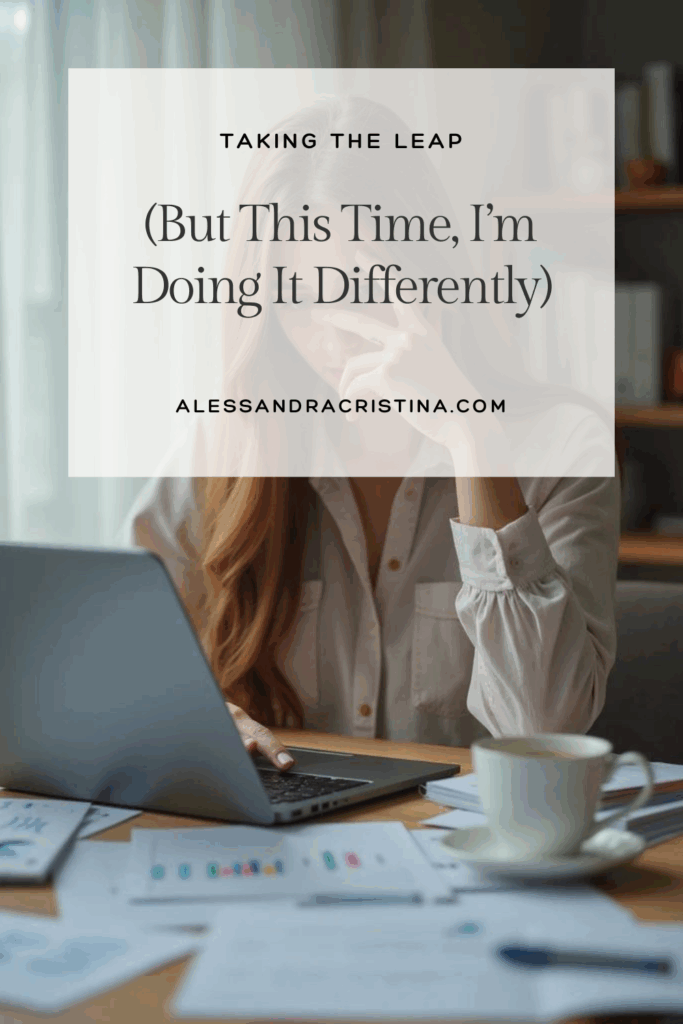 “Woman thinking about quitting her job at her computer”